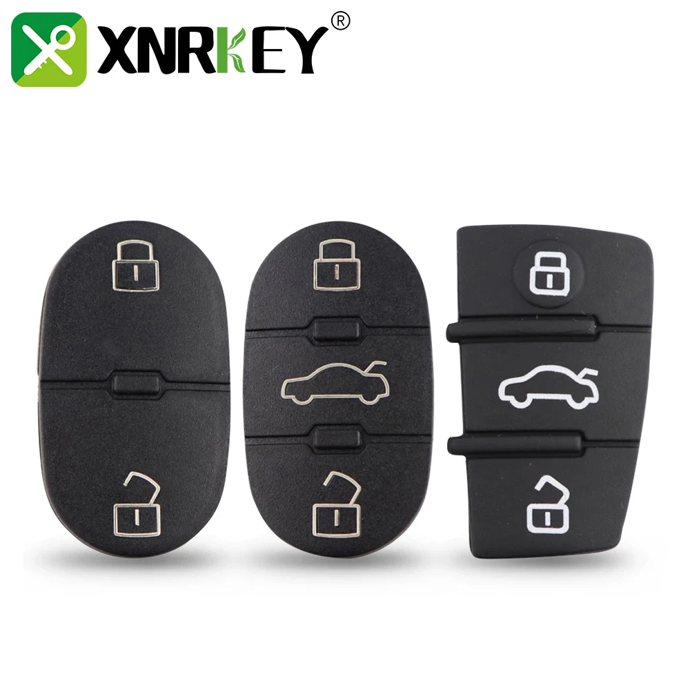 XNRKEY 2/3 Button Car Key Shell Silicone Rubber Button Pad Repair Skin for Audi A3 A4 A5 A6 A8 A2 TT B6 Q3 Q5 Q7 S RS Case Pad key case,car key shell,key shell