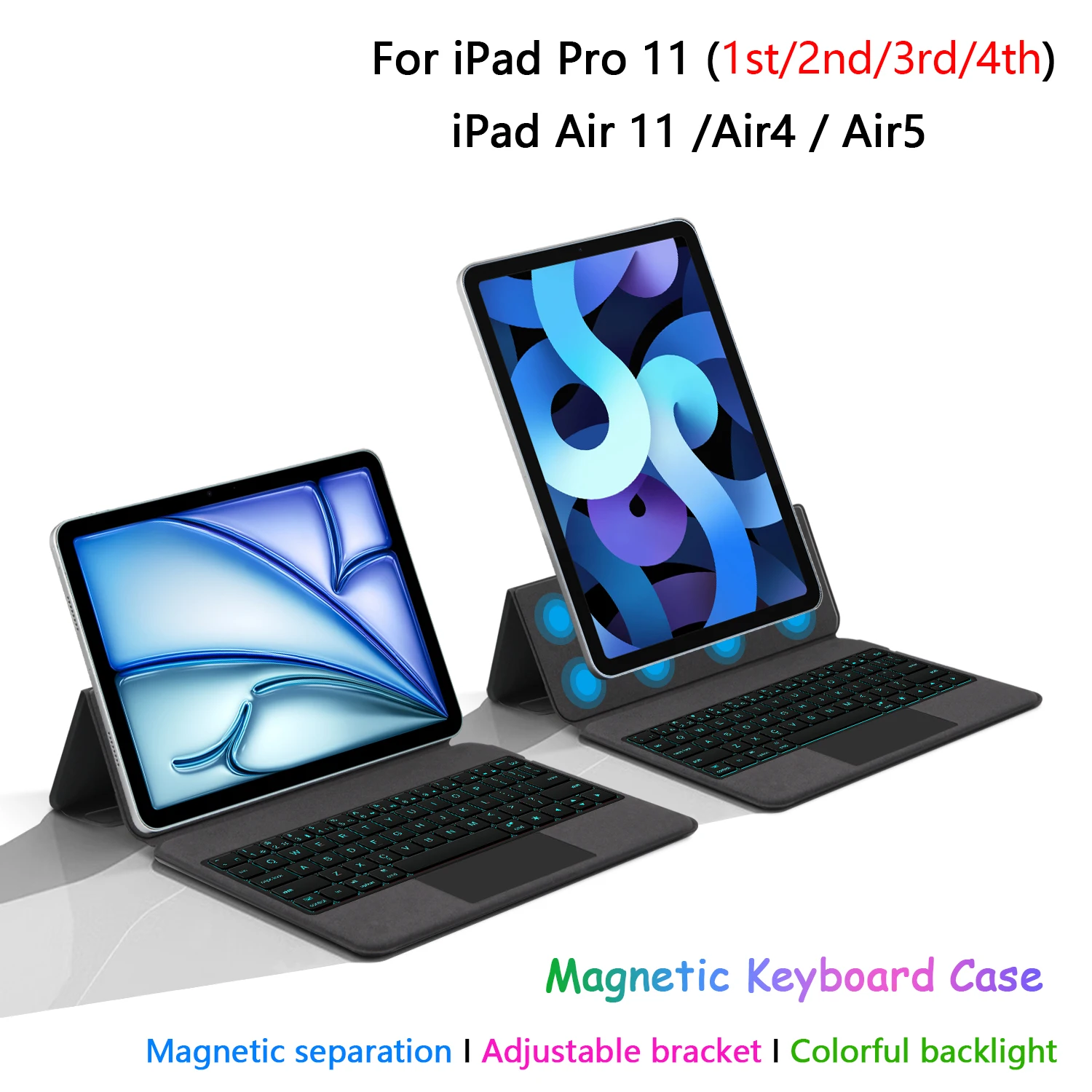 Case For iPad Air 11 inch 4th 5th iPad Pro 11 Smart Magnetic Magic Keyboard Arabic Russian Spanish Portuguese