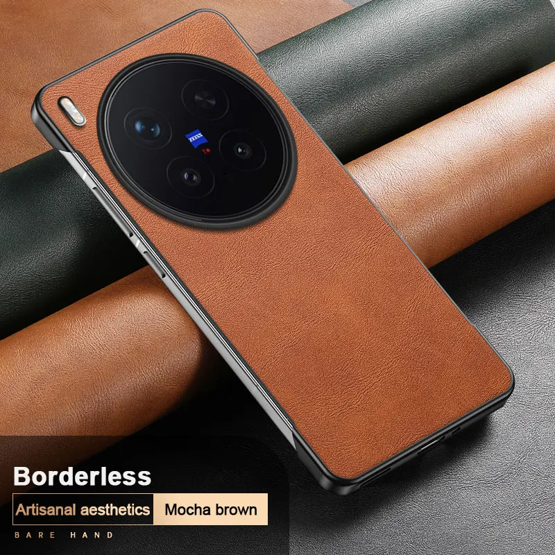 VIVO Premium PU Leather Frameless Shockproof Phone Cover - Durable PC Protection Shell