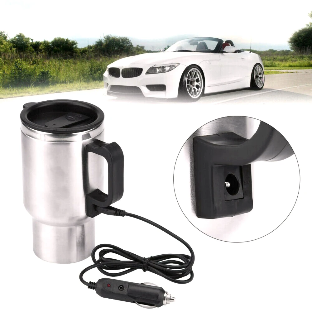 

12V 500ML Car Heating Cup Electric Kettle Stainless Steel Coffee Mug Warmer Vacuum Insulation Cup For Car Home Outdoor Travel