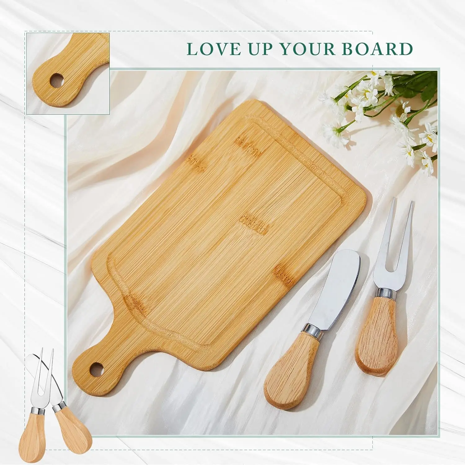 36 Set Bridal Shower Party Favors Wooden Square Cheese Board Gift Set Cheese Board Knives Thank You Tags