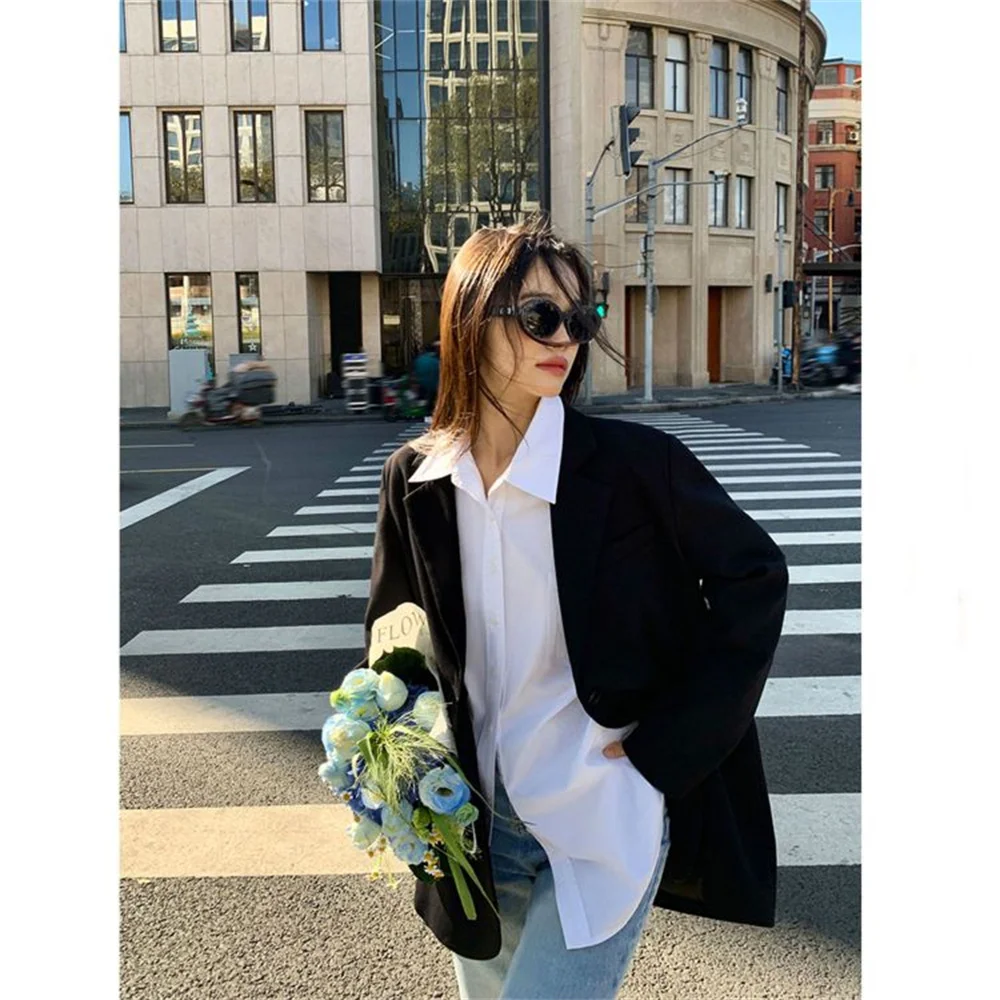 2024 Black Long Sleeve Suit Jacket For Women Fashion Korean Back Split Office Lady Blazer Coat Spring Autumn Suit Jacket Coat 6