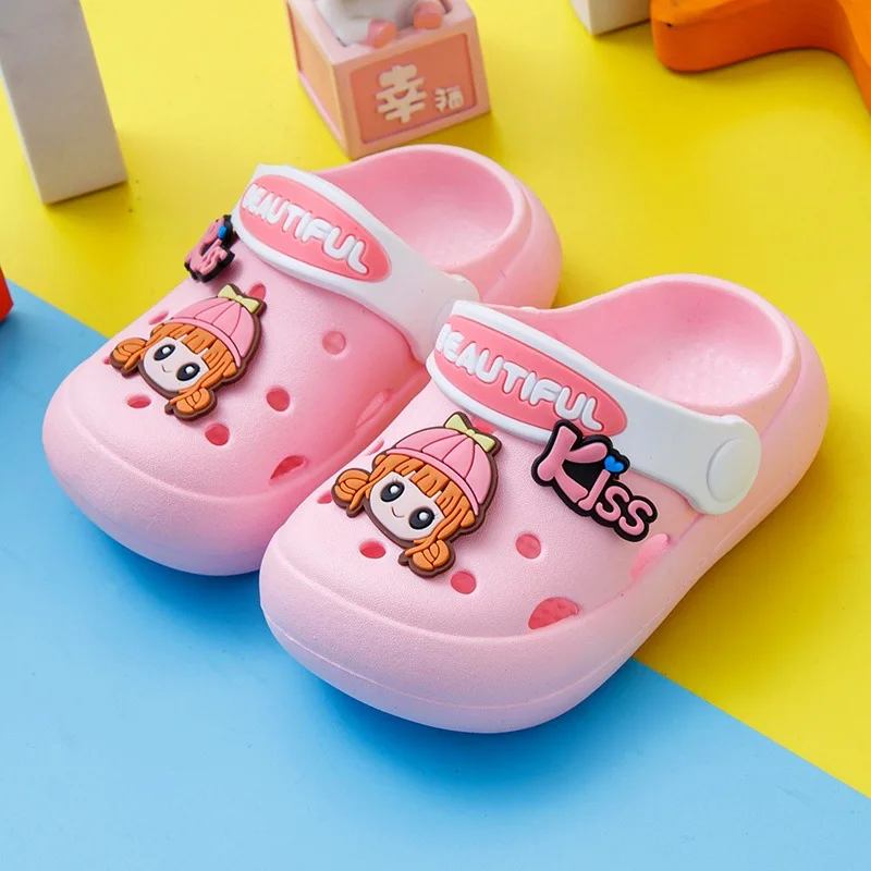 Children Hole Slippers Kids Lovely Cartoon Pattern Indoor Shoes Girls Boys Beach Sandals Non-slip Soft Bottom Babies Footwear