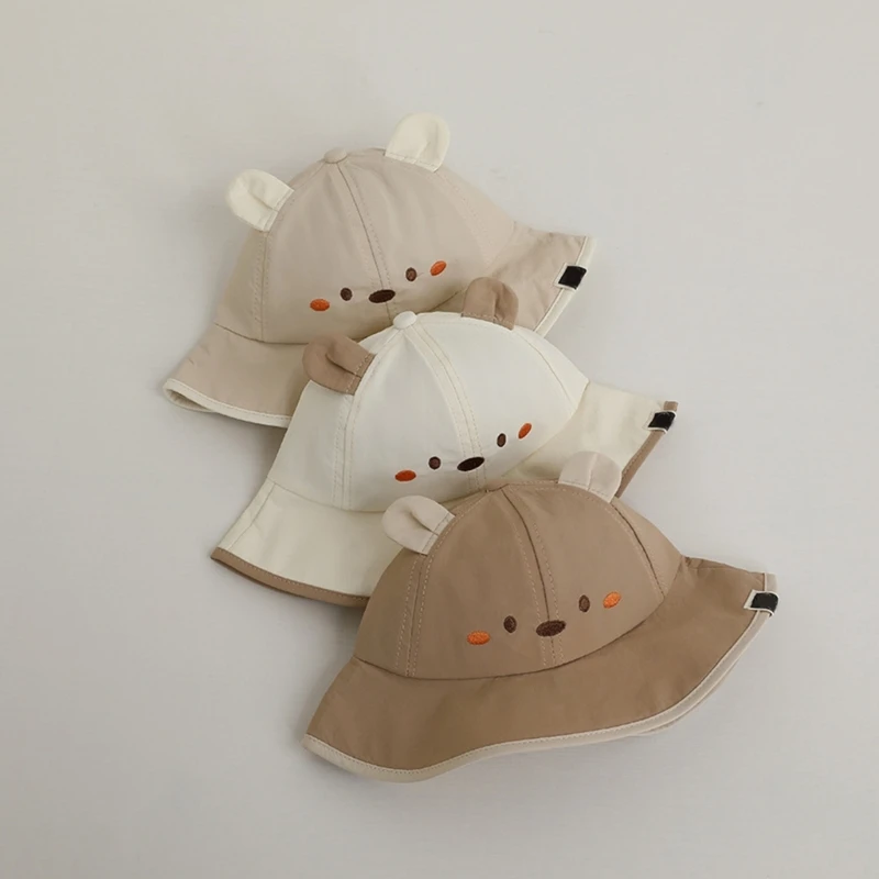 

New Cute Bear Print Quick Dry Baby Sun Hat Spring Summer Outdoor Sunshade Baby Kid Bucket Hat Casual 3-24 Month Child Panama Cap