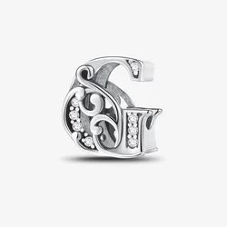 Elegant 925 Sterling Silver English Letter Charm Beads - High - Quality Fine Jewelry Gift (Bubble Black)