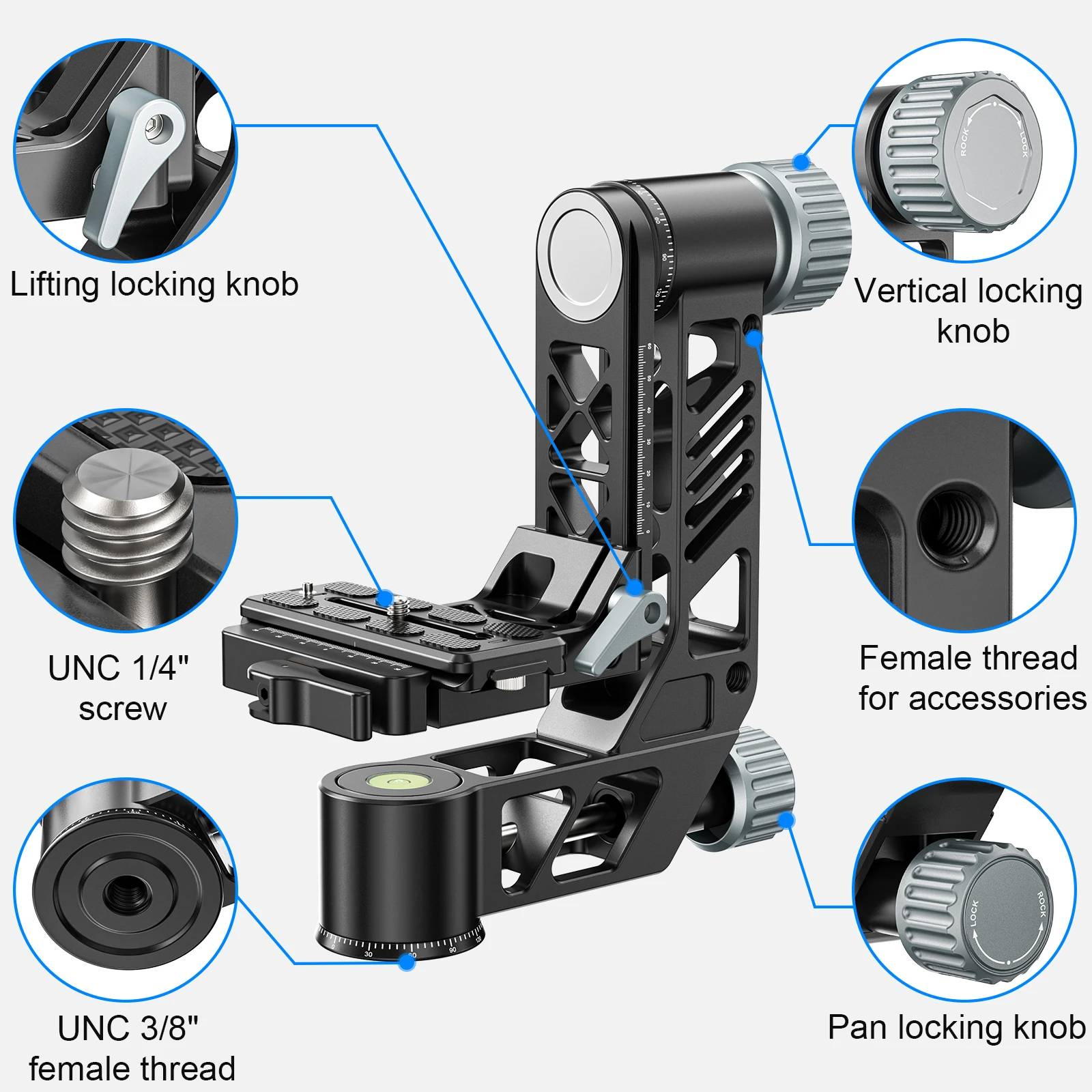 PH7S Professional Gimbal Head W Quick Locking Lever 720 Panoramic for DSLR Photo