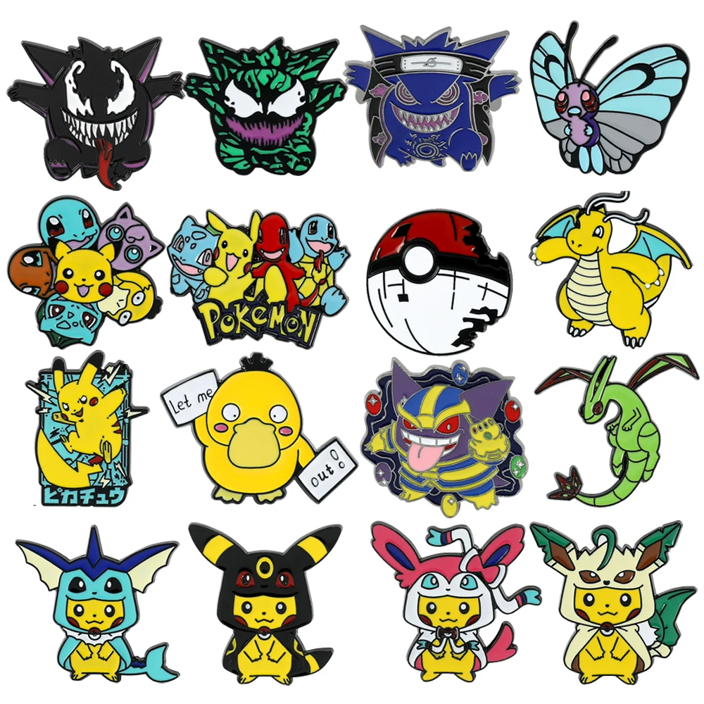 

Anime Pokémon Enamel Pins for Backpacks Cute Pikachu Gengar Charmander Brooches Metal Enamel Badges Pins Pokemon Collection Gift
