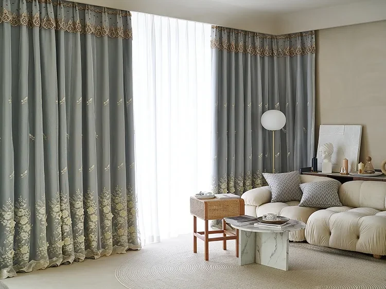 New Full-shading Tulle French Light Luxury Ins Princess Style Living Room Embossed Embroidery Cloth Yarn 5