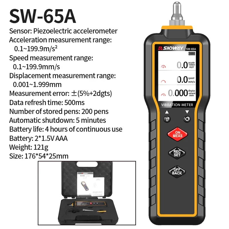 Handheld Vibration Meter Digital Vibration Measuring Tool Instrument SNDWAY SW-65A