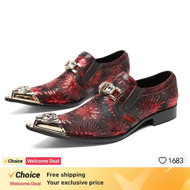 Men Fashion Splicing Personalized Shoes Iron Pointed Stage Catwalk Korean Version of All Matching Fashion 2024 Men's Shoes