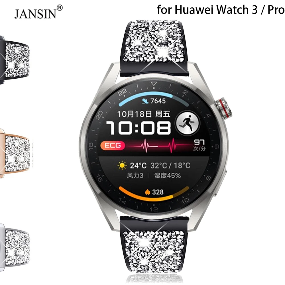 

Браслет из нержавеющей стали с бриллиантами для Huawei Watch 3 Pro, браслет для Huawei Watch 3Pro, Аксессуары для браслета