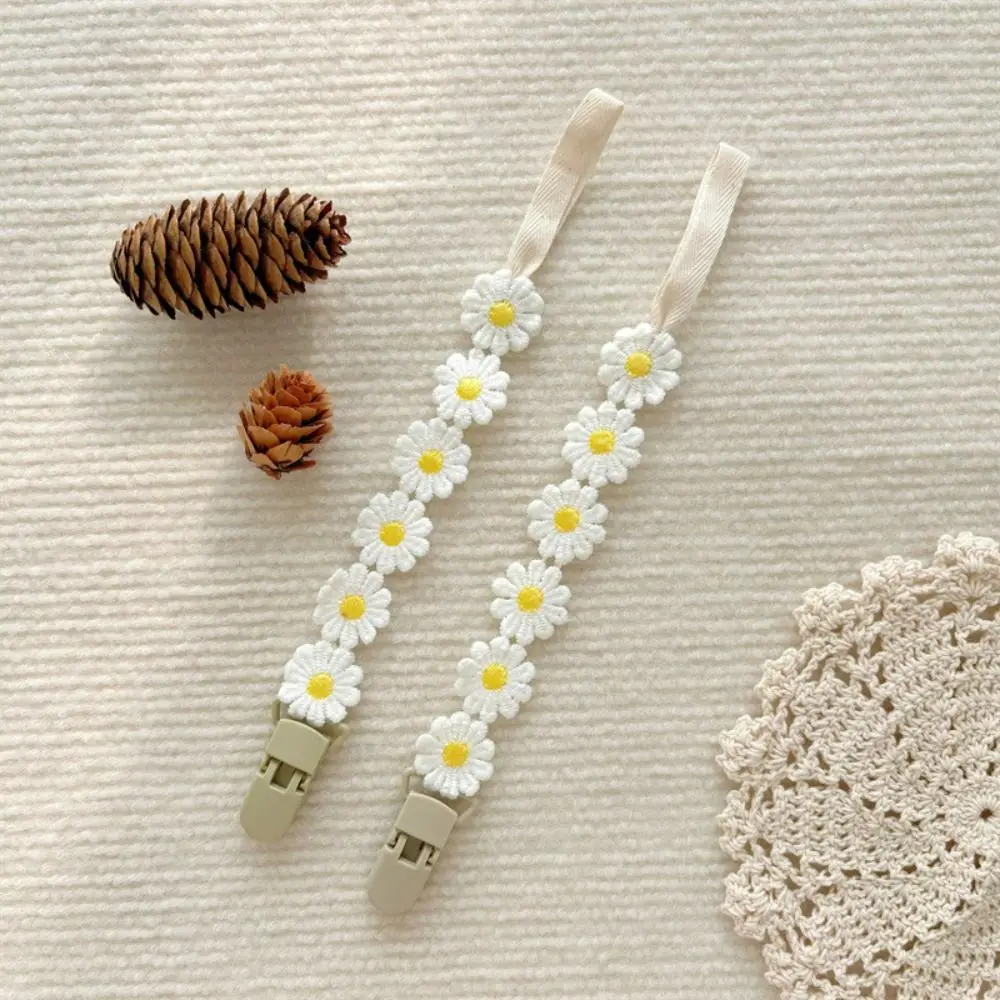 Cute Daisy Baby Pacifier Chain Adjustable Teether Toys Straps Soother Holder Dummy Clips Flower Nipple Holder Clips Baby