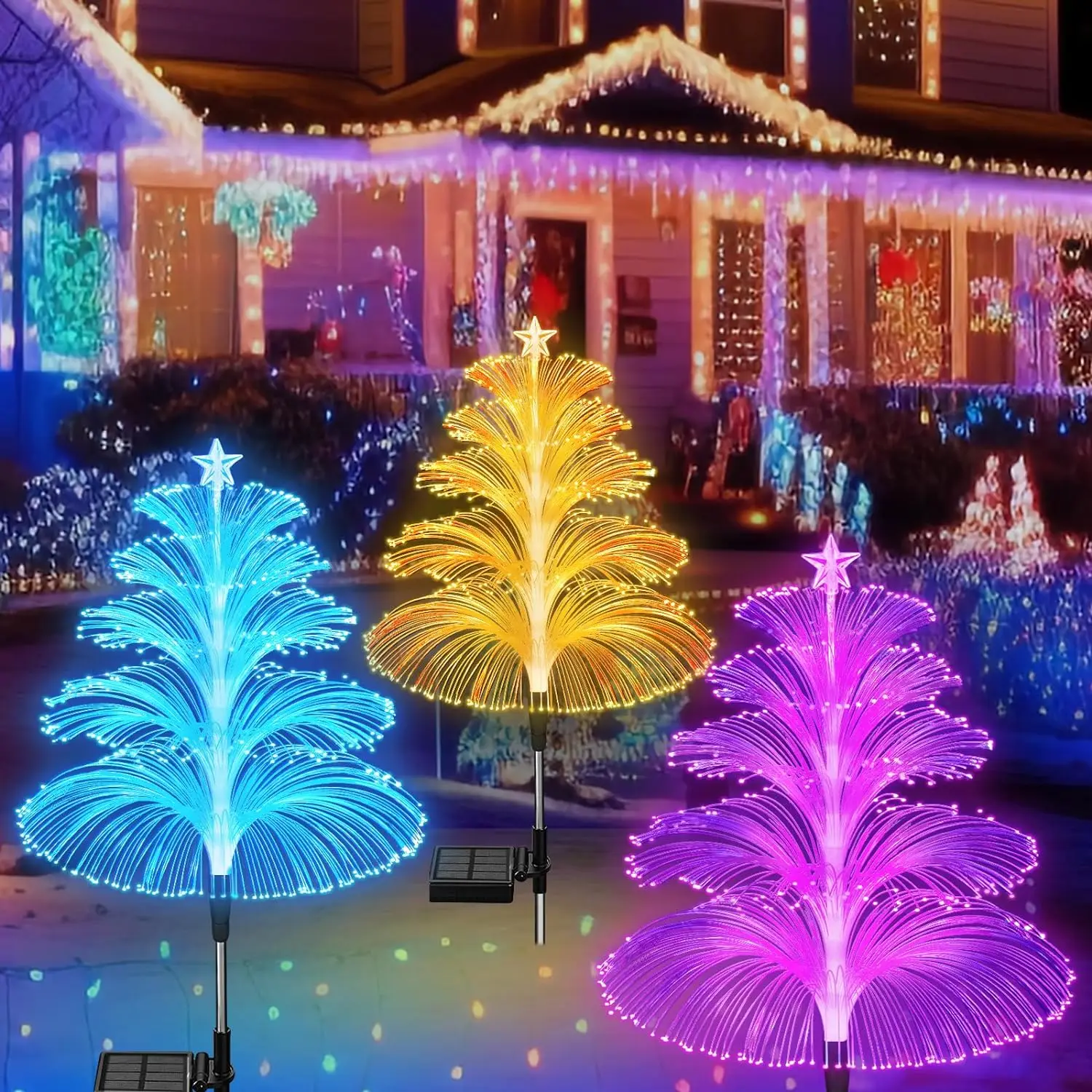 Albero di Natale Solare, Afenau 100LEDs Albero di Natale a Spirale, Impermeabile Decorazioni natale Esterno, Luci Natalizie da Esterno Energia Solare per Giardini, Terrazze (Bianco Caldo