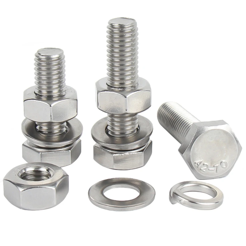 thumbnail image 1 of Tornillos de cabeza hexagonal de acero inoxidable 304, tuercas, arandelas planas, arandelas de seguridad, juegos de pernos hexagonales largos M3 M4 M5 M6 M8 M10 M12 M14 M16, 1 of 4