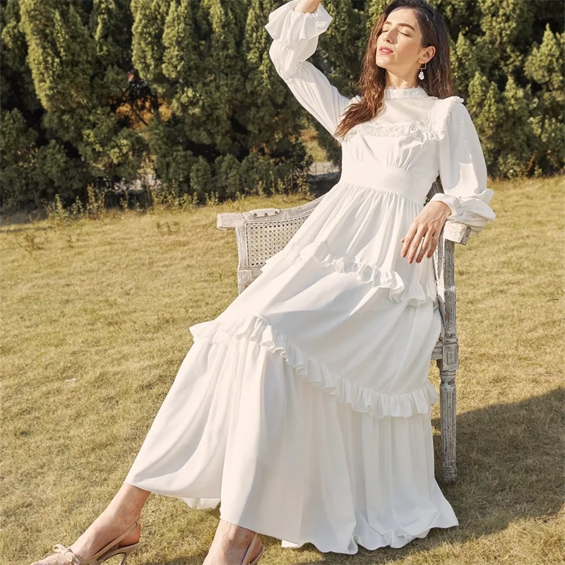 15377# Customzied Simple Vintage Long Puffy Sleeves Ruffles