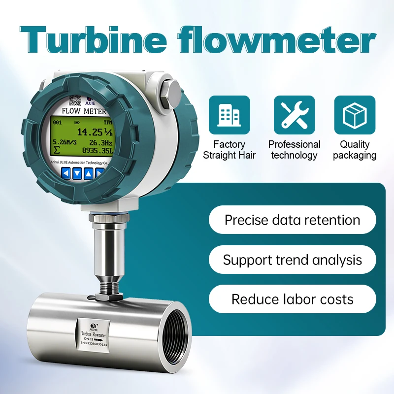 Turbine Flowmeter Female Thread Connection Diesel Milk Alcohol Methanol Water Flow Meter