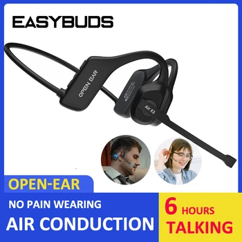 EASYBUDS 핸즈프리 블루투스 에어 골전도 이어폰, 노이즈 캔슬링 붐 마이크, 비즈니스 오픈 이어 헤드폰