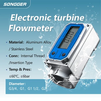 เครื่องวัดอัตราการไหลแบบเทอร์ไบน์อิเล็กทรอนิกส์สำหรับน้ำดีเซลน้ำมันพร้อมหน้าจอดิจิตอลติดตั้งแบบท่อวัดของเหลวแม่นยำสูง 1