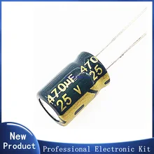 

10pcs/lot T10 25V 470UF Low ESR/Impedance high frequency aluminum electrolytic capacitor size 8*12 470UF25V 20%