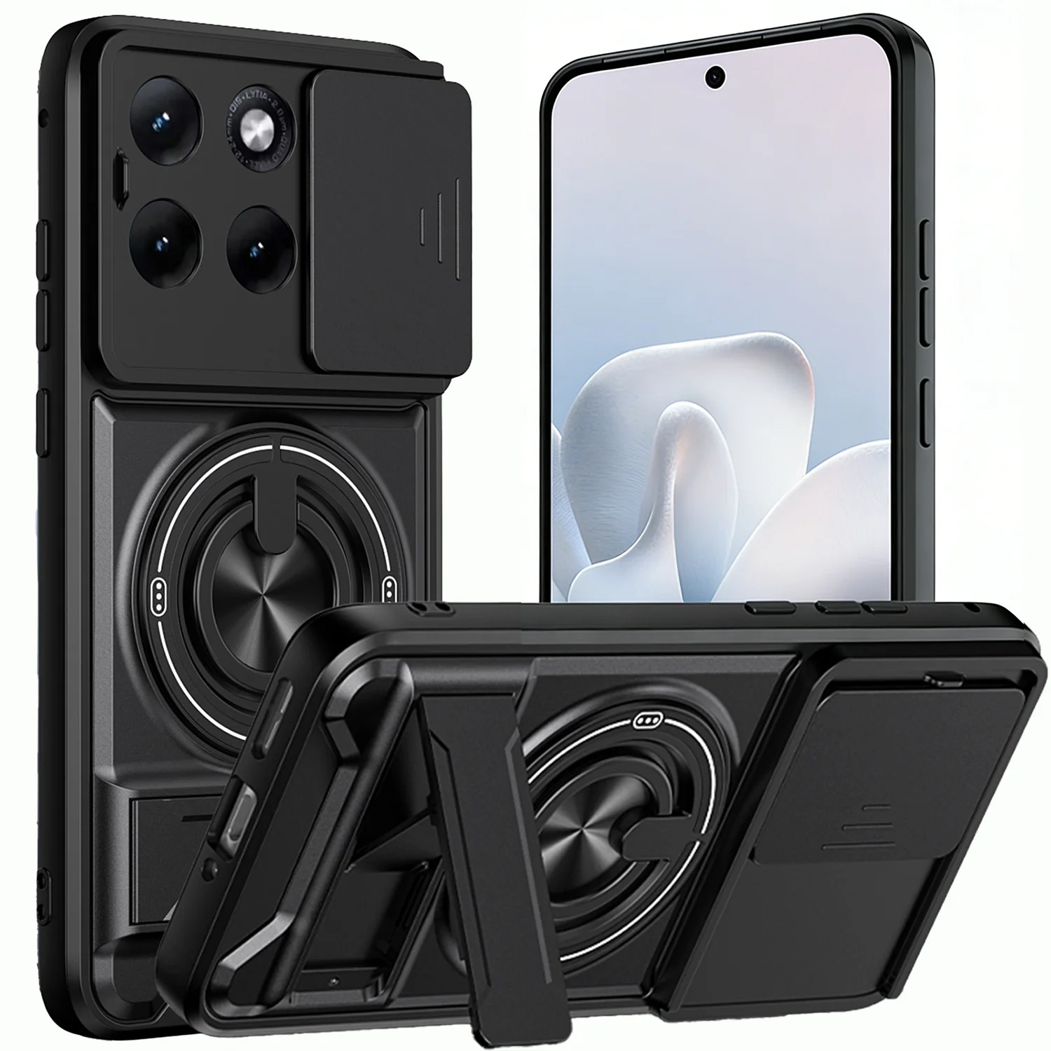 Matte Black Anti-Shock Case with Slide Camera Protection