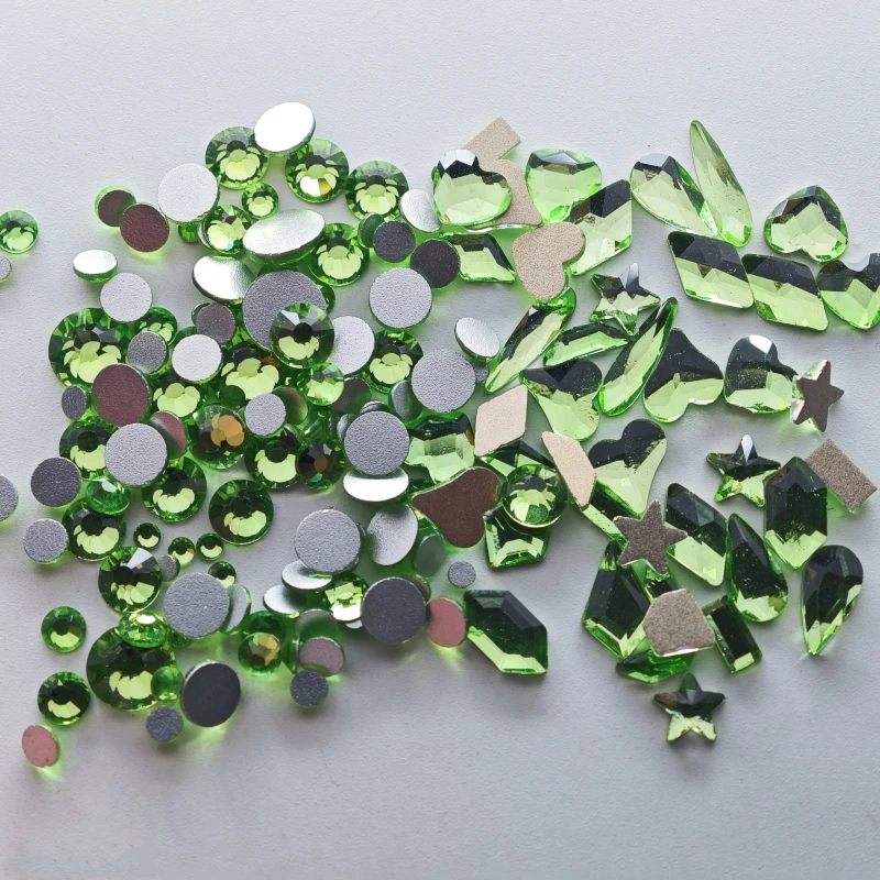 200 p/Pack Mini-Größe gemischt verschieden geformte mehrfarbige Kristall schlanke Strass 3d Maniküre Nail Art Dekoration Charms Schmuck – Detail 27