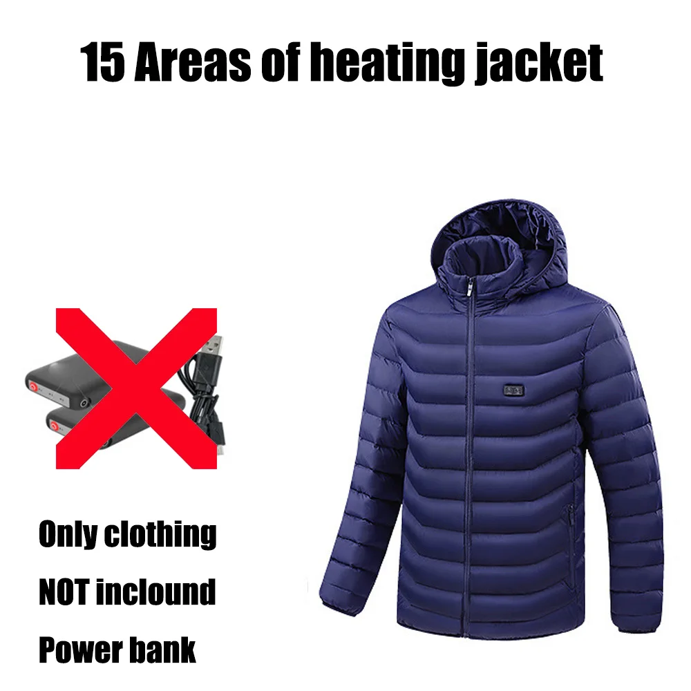 Couleur 8 Surface Chauffage Taille L Veste Chauffante électrique USB, Manteau En Coton à Capuche, Camping Ran - Sport