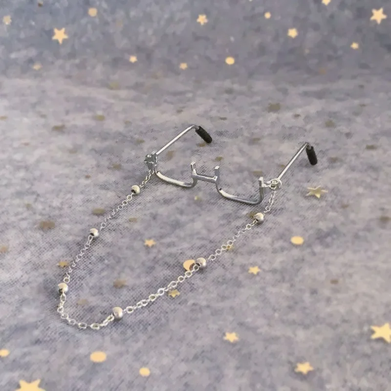 Mini glasses half frame 6cm 4cm bjd doll handle clay bottom frame doll rose gold black silver 4.7cm 5