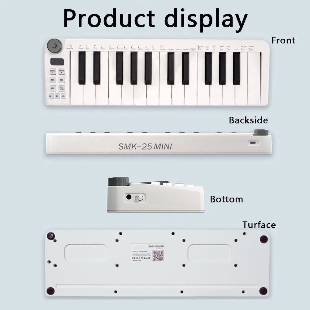 Musical Instrument Electronic Musical Instrument Electronic Piano YOUZI ABS Midi Keyboard Controller Usb Rechargeable 25 Keys Smart Wireless Midi-out Mini Portable Midi Keyboard