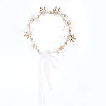 Fascia per capelli da sposa con ghirlanda di capelli con nastro regolabile, Design intrecciato per uno stile leggermente piegato, fissato In modo sicuro sul posto
