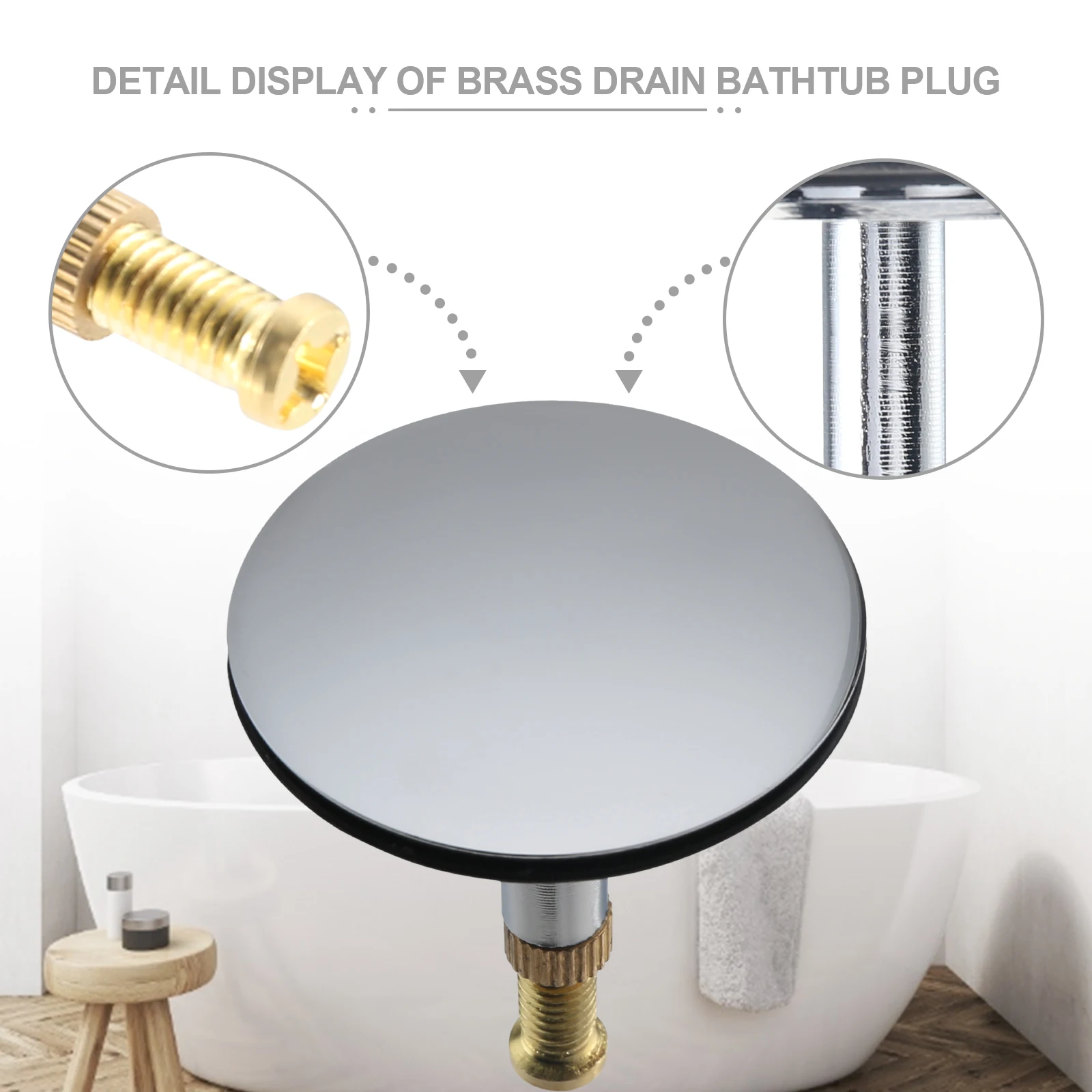 1pc 44mm Bathtub Plug Replacement Bath Pop Up Waste Plug Only Flat Seal Brass Bathroom Tub Drain Drainer Strainer Lowest Price