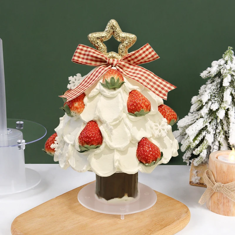 

1Pc Christmas Tree Shape Cake Embedded Holder Stand Straw Frame Mold Round Spacer Piling Bracket Kitchen DIY Baking Cake Tools