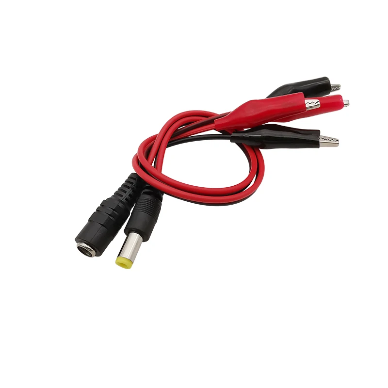 Alligator Clip Crocodile Electrical Clamp To 5.5mm x 2.1mm DC Power Plug Male / Jack Female Socket Connector Wire Test Leads
