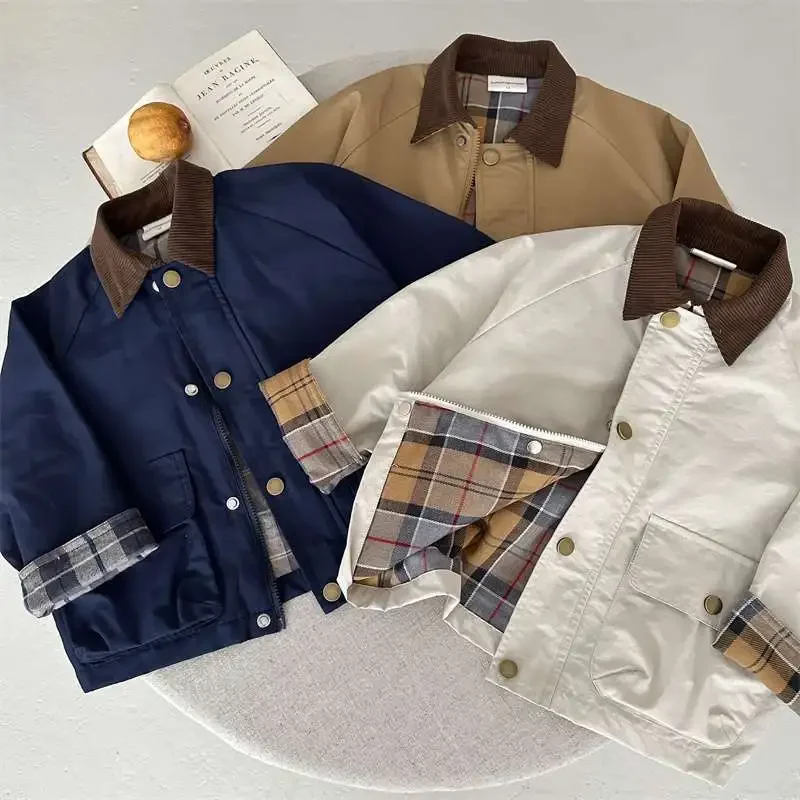 Fashion Baby Girl Boy Cargo Trench Jacket Infant Toddler Child Patchwork Coat Spring Autumn Child Dust Coat Baby Clothes 1-10Y