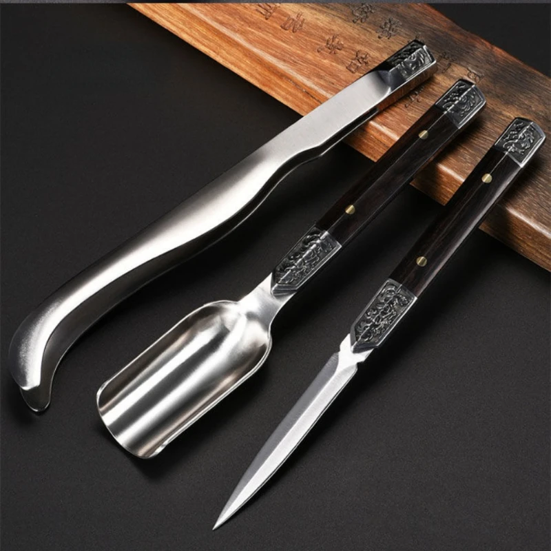 Tea Cutter 304 stainless steel tea spoon tea knife shovel spoon making tool Damascus home Kung Fu set gift set