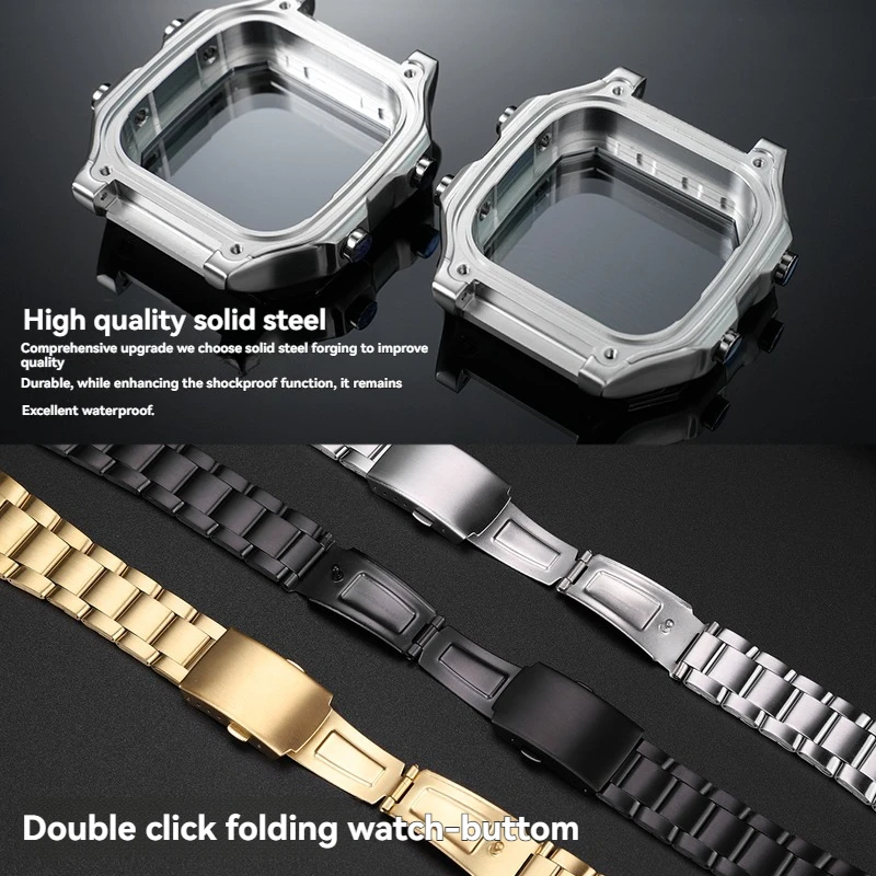 Stainless Steel Watch Case with Waterproof Ring - Black/Silver Finish