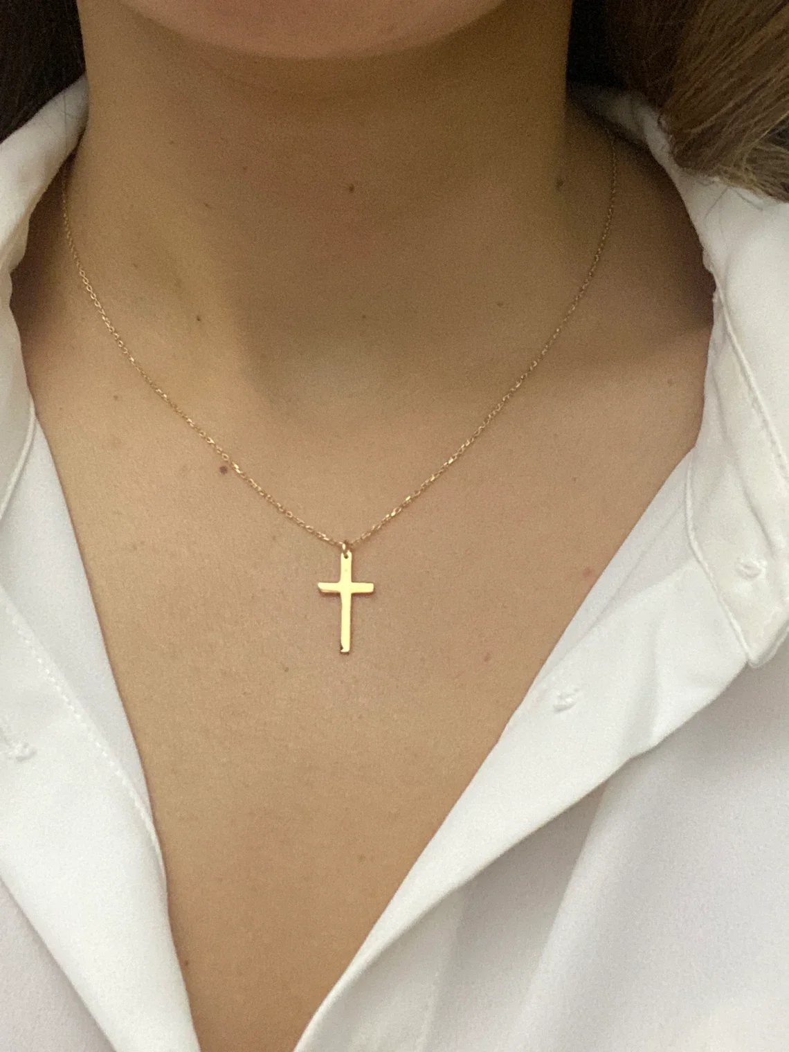 Fashion Stainless Steel Cross Gold Silver Color Necklace for Women Men Exquisite Chain  Necklaces Jewelry Birthday Present