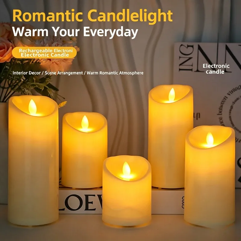 Rechargeable LED Flickering Candle with Remote Control - Decorative Ambiance Lighting