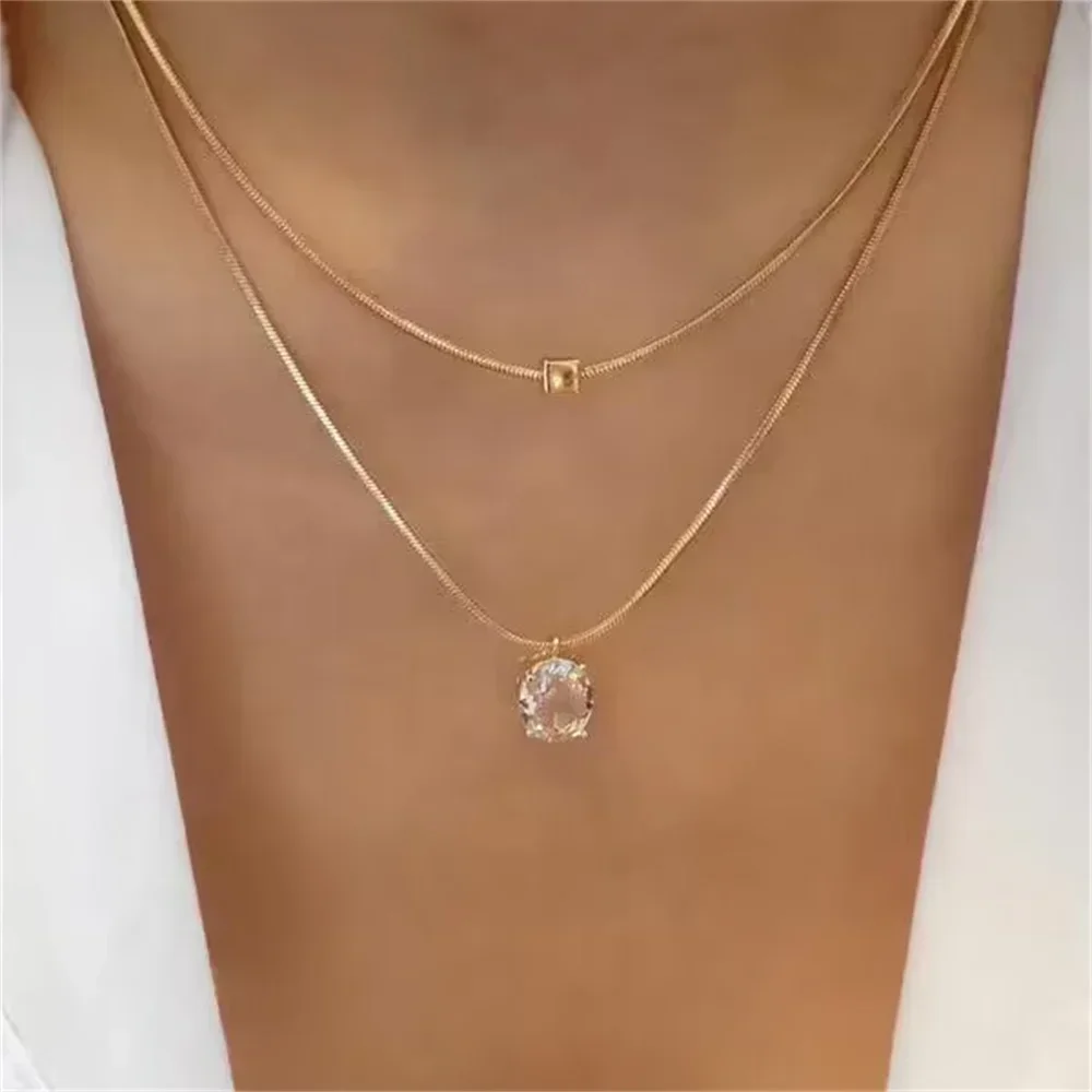 Acquista Moda donna 2 strati Perle Pendenti Collane Collana con catena a serpente in metallo Nuovo regalo di gioielli di design in Italia a partire da 18