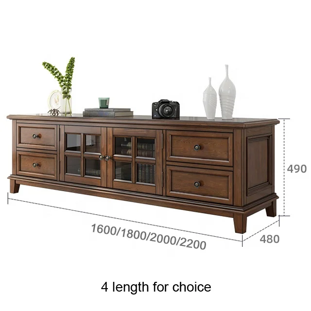 Modern TV Stand Entertainment Center Console Cabinet Stand W 2 Drawers/doors/shelf Brown