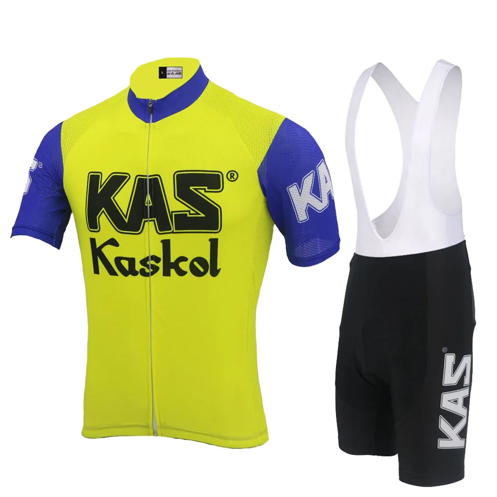 KAS Team Cycling Jersey Set Summer Cycling Clothing Men Road Bike Shirt Suit Bicycle Bib Shorts MTB