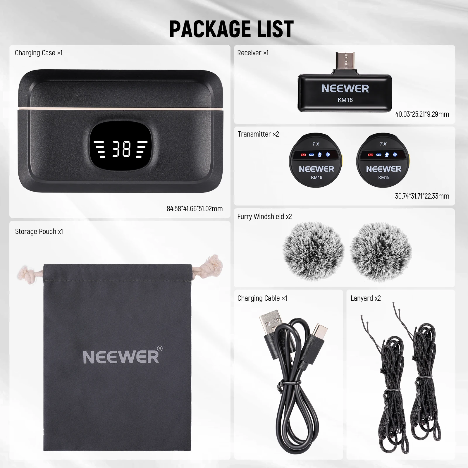 NEEWER Kit De Microphone Cravate Sans Fil Pour USB C, Micros à Condensateur Omnidirectionnels Compatibles Avec IPhone 15, Téléphone Android Samsung, Mini Micro Cravate Antibruit Pour Vlogging, KM23
