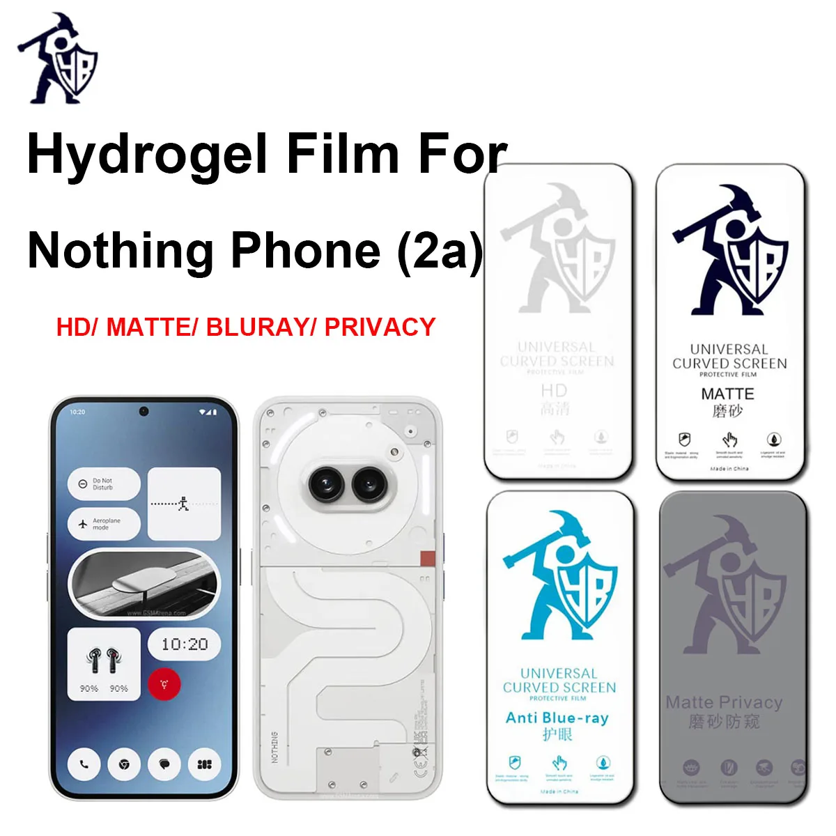 

2pcs матовый экран защиты конфиденциальности бесплатно телефон 2a 5G HD Hydrogel пленка бесплатно телефон уход за глазами Blueray защитная пленка