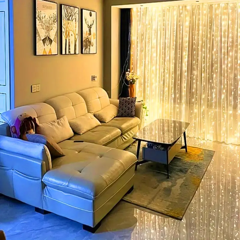 LED Curtain String Lights with 8 Modes for Festive Home Decoration
