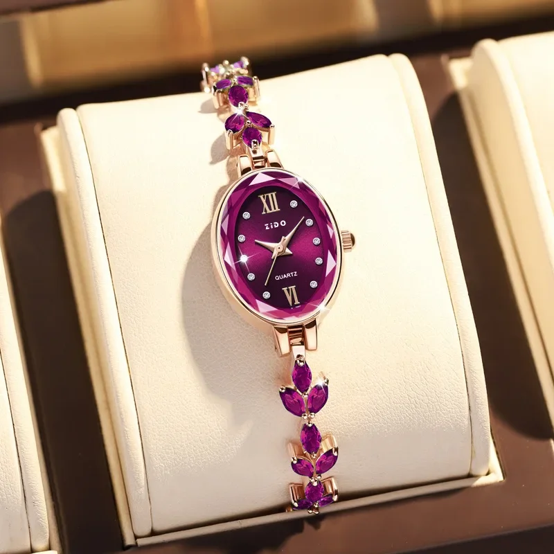 

New V22 Women's Watches Light Luxury Diamond Inlaid For Clover Watch Waterproof Oval Ladies Fashion Quartz Bracelet Wristwatch