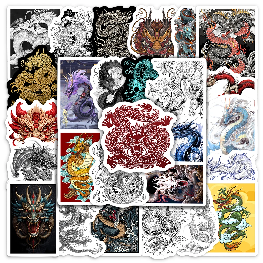 Chinese Tradition Dragon Stickers Cool DIY Kids Toys Gift Decorative Decal for Laptop Phone Journal Scrapbook Luggage Waterproof