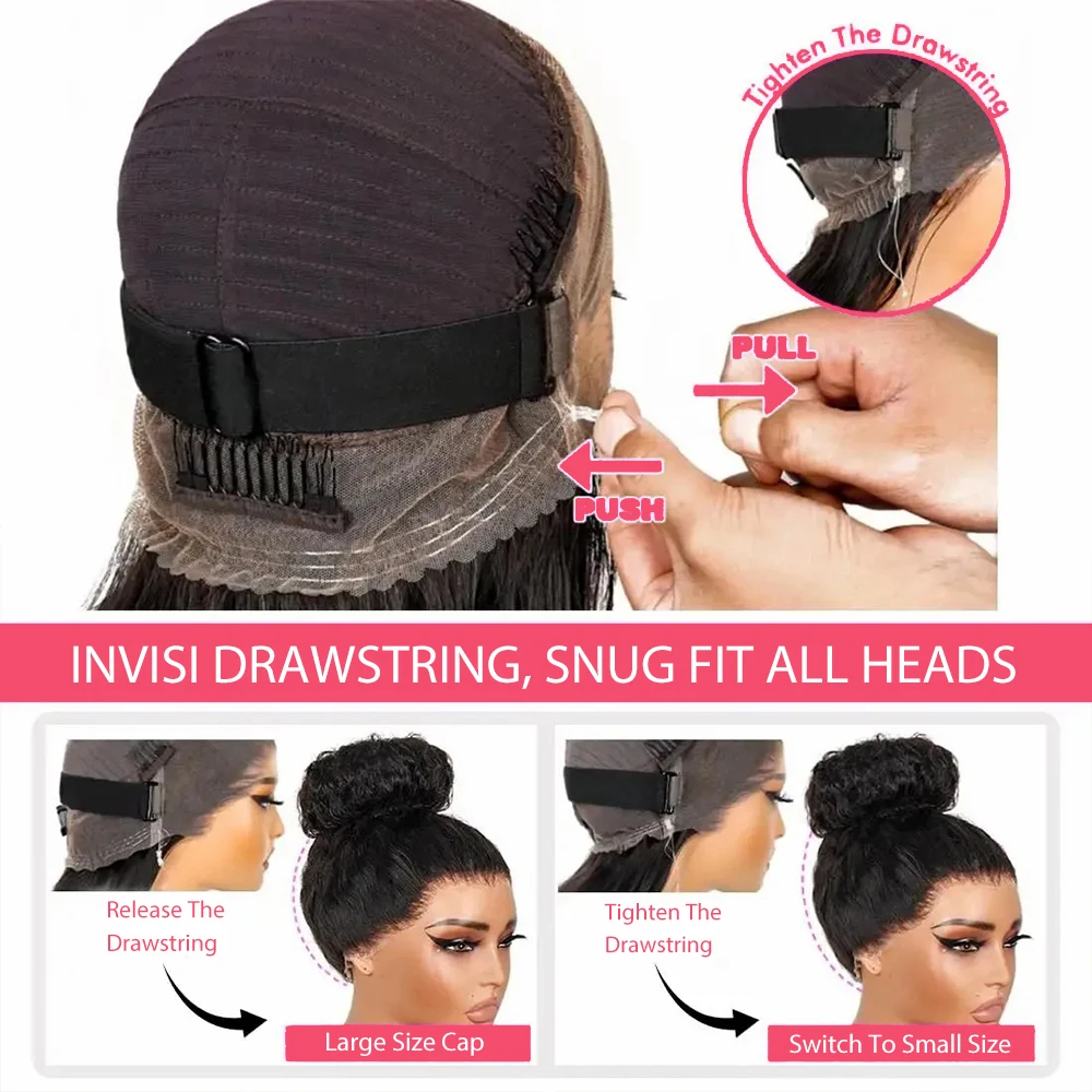 360 Deep Wave Lace Front Wigs Invisi Strap HD Full Lace Wigs Human Hair Pre Plucked With Drawstring Glueless Curly Wig For Women 6