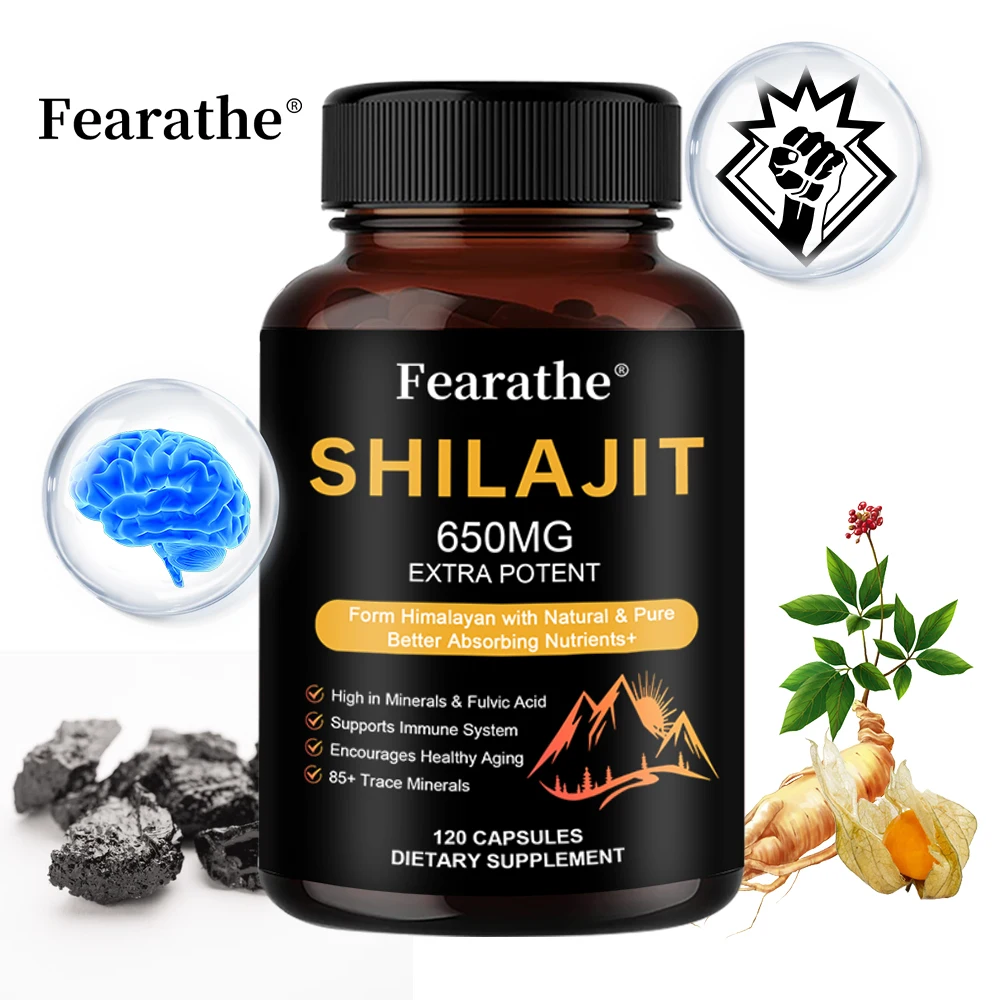Natural Shilajit Supplement-Vegetarian Capsules for Immunity, Energy, Digestion, Metabolism, Bones and Muscles