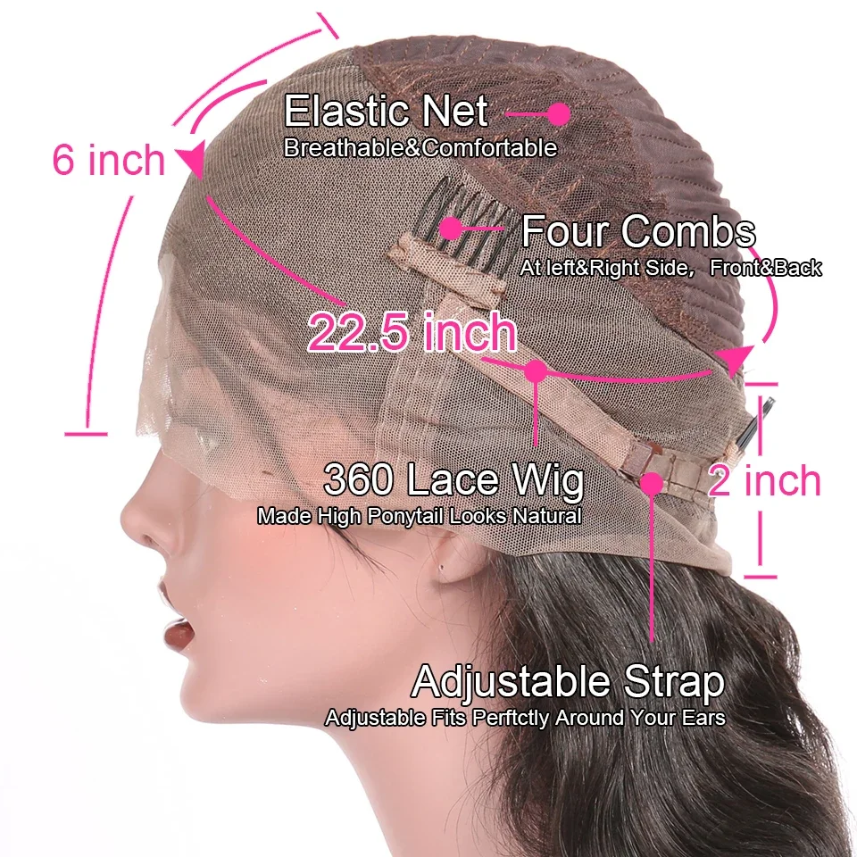 250 Density 360 Full Lace Human Hair Wigs Straight Frontal Wig HD Lace Frontal Wigs For Women Transparent With Baby Hair