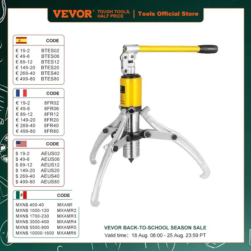 15 Ton Hydraulic Gear Puller with Adjustable Jaws