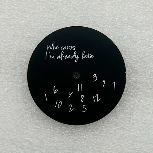 Sleek 28.5mm DIY Watch Dial – Bold 'It's Already Late' Design